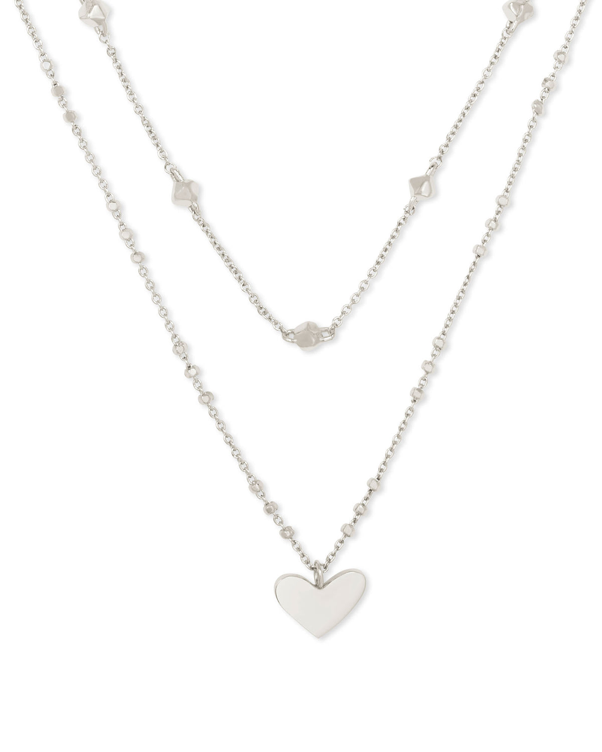 Ari Heart Multi Strand Necklace in Silver
