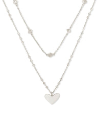 Ari Heart Multi Strand Necklace in Silver