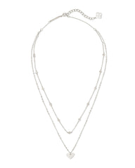 Ari Heart Multi Strand Necklace in Silver