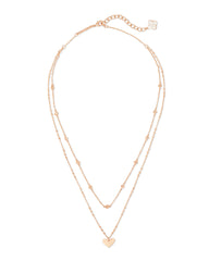 Ari Heart Multi Strand Necklace in Rose Gold