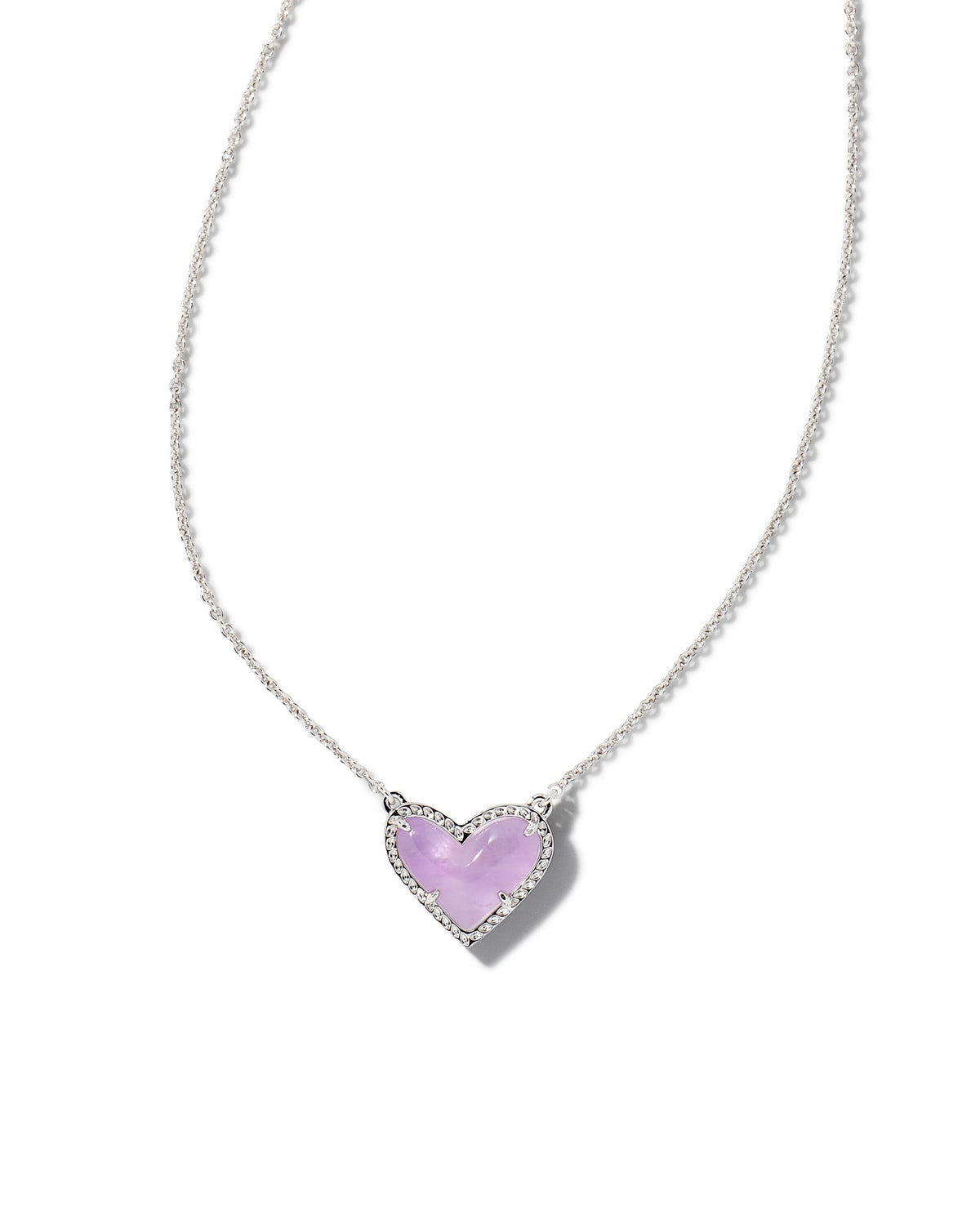 Ari Heart Silver Pendant Necklace in Amethyst