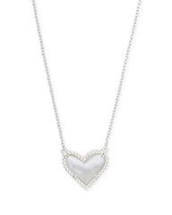Ari Heart Silver Pendant Necklace in Platinum Drusy