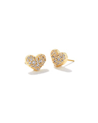 Ari Gold Pave Crystal Heart Earrings in White CZ
