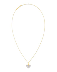 Ari Pave Heart 18k Yellow Gold Vermeil Charm Necklace in White Diamond