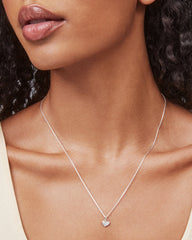 Ari Pave Heart Sterling Silver Charm Necklace in White Diamond