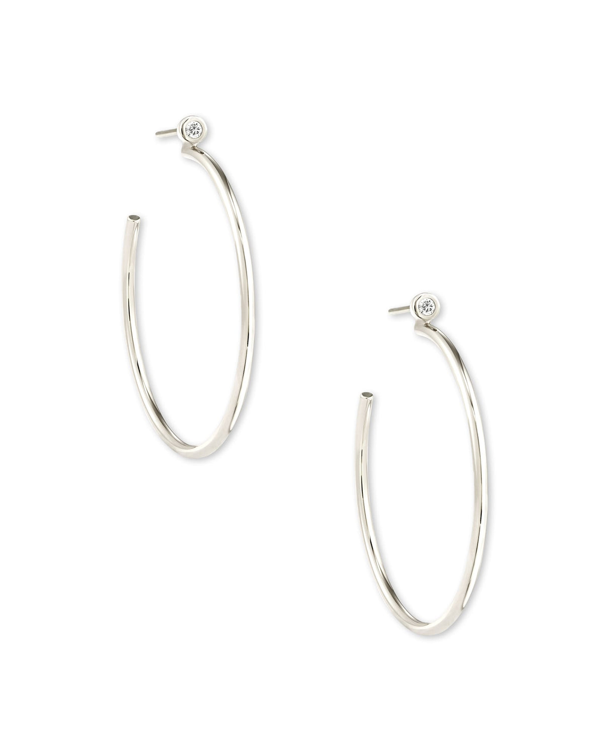 Audrey 14k White Gold Hoop Earrings in White Diamond