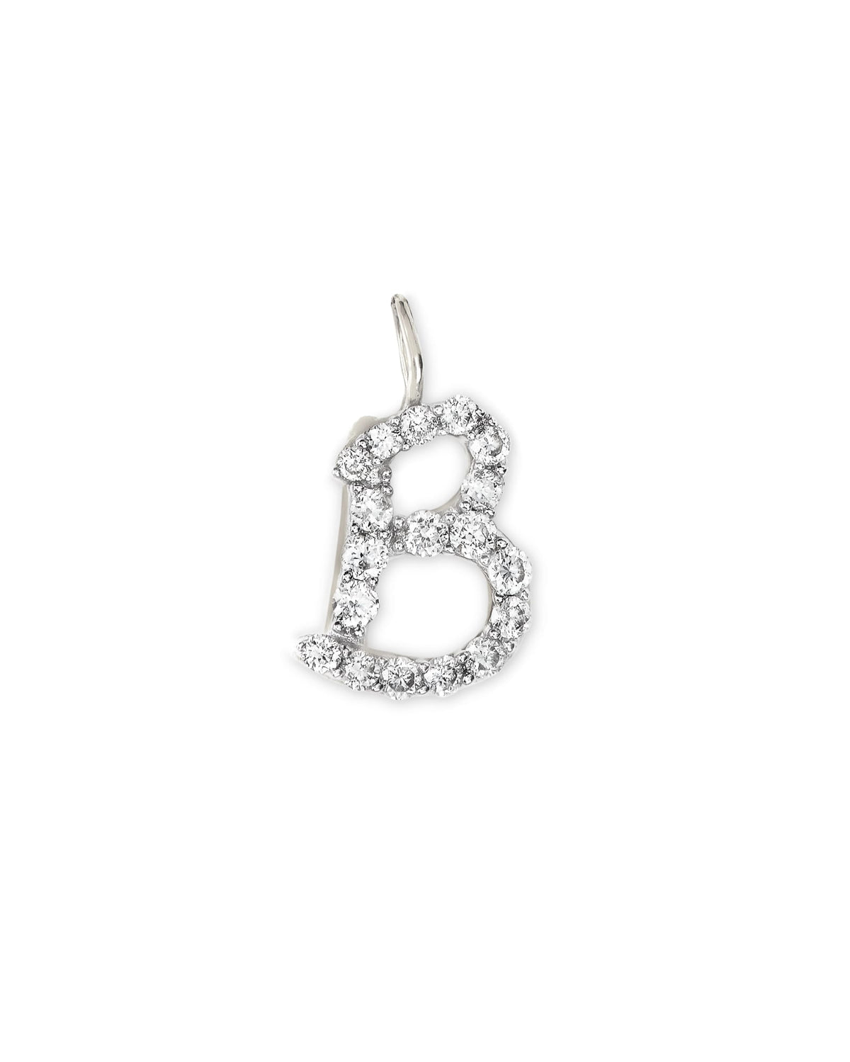0.12 ct 14k White Gold Letter B Charm in White Diamond