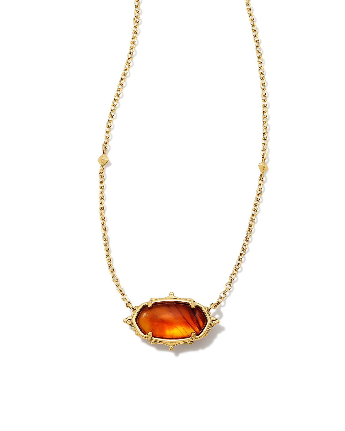 Baroque Vintage Gold Elisa Pendant Necklace in Marbled Amber Illusion