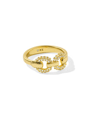 Beau Vintage Gold Pave Band Ring in White CZ