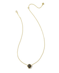 Brynne Gold Shell Short Pendant Necklace in Golden Obsidian
