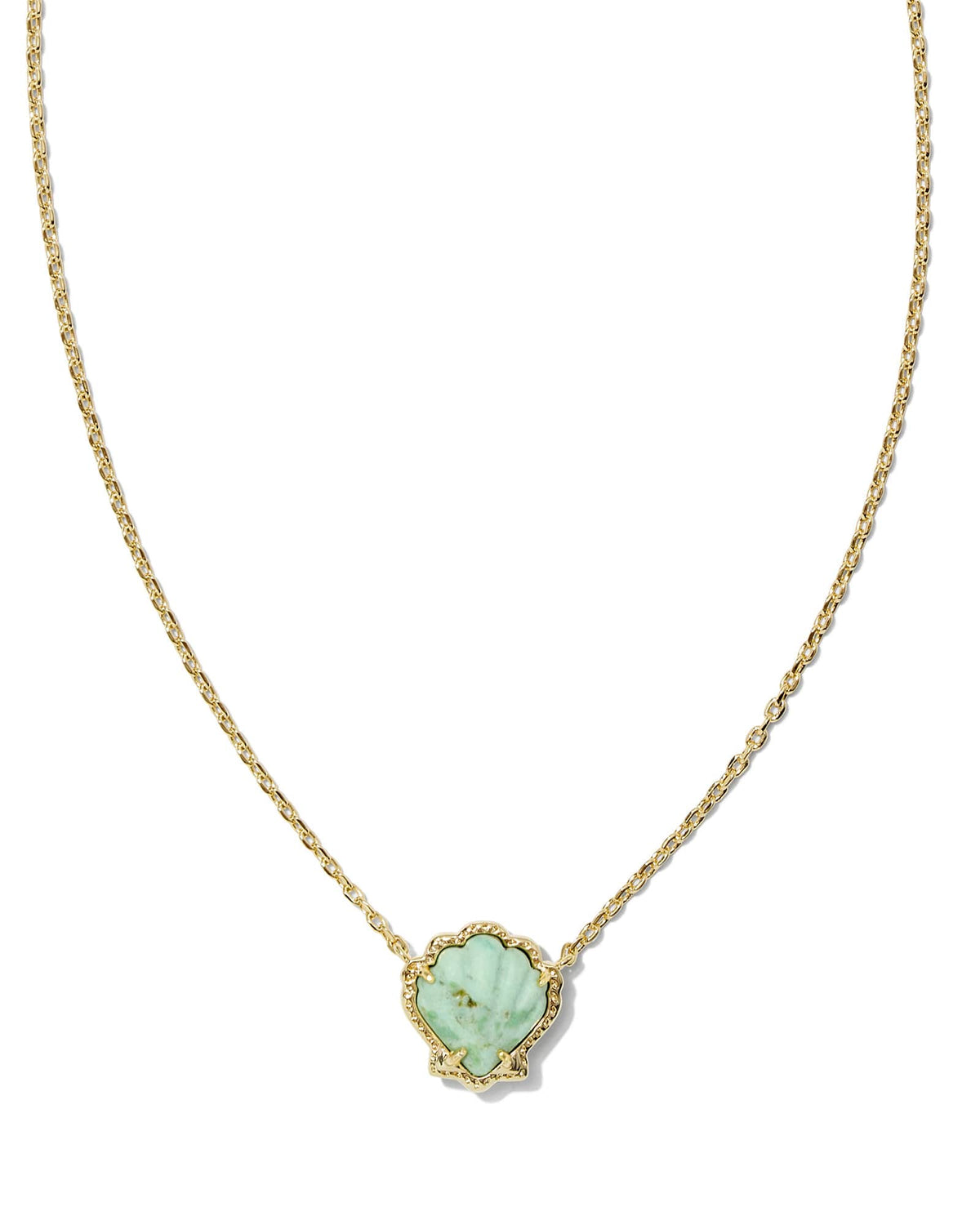 Brynne Gold Shell Short Pendant Necklace in Sea Green Chrysocolla