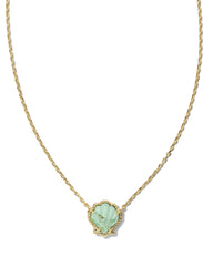 Brynne Gold Shell Short Pendant Necklace in Sea Green Chrysocolla