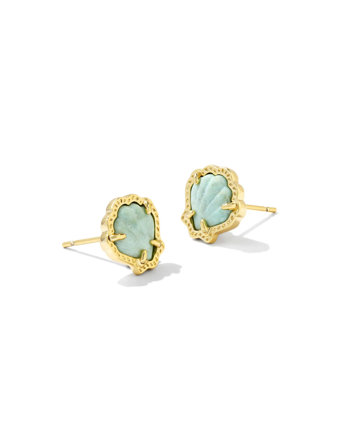 Brynne Gold Shell Stud Earrings in Sea Green Chrysocolla