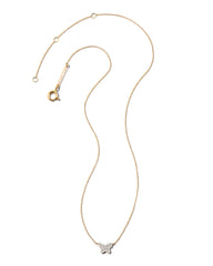 Butterfly 14k Yellow Gold Pendant Necklace in White Diamond