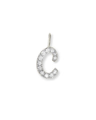 14k White Gold Letter C Charm in White Diamond