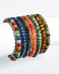 Cade Oxidized Sterling Silver Corded Bracelet in Orange Banded Agate