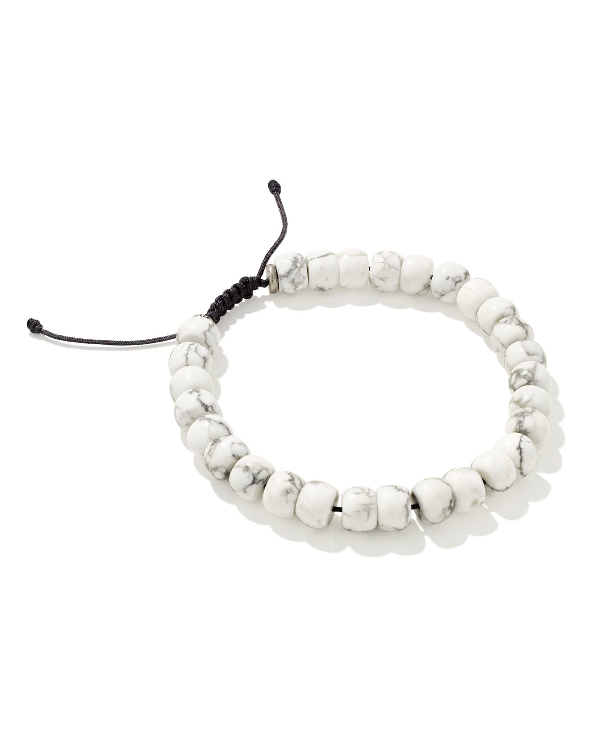 Cade Oxidized Sterling Silver Beaded Bracelet in White Howlite