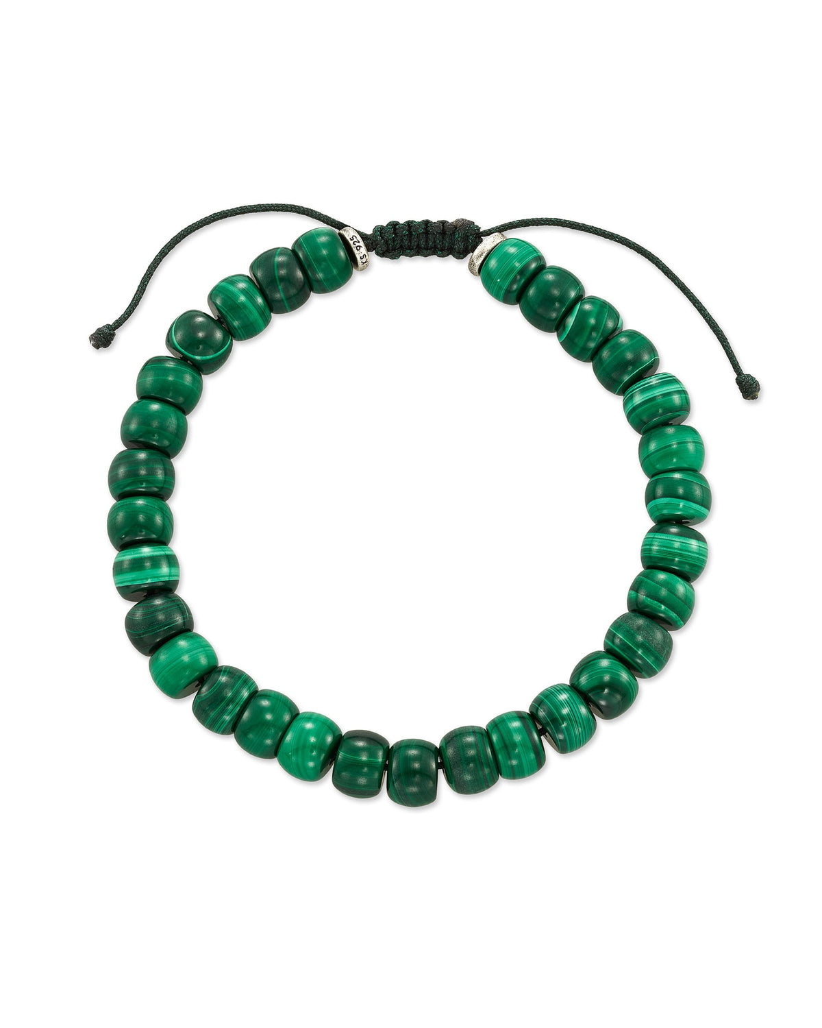 Cade Oxidized Sterling Silver Beaded Bracelet in Green Malachite