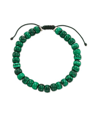 Cade Oxidized Sterling Silver Beaded Bracelet in Green Malachite