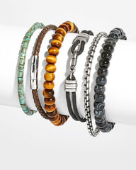 Cade Oxidized Sterling Silver Corded Bracelet in Brown Tiger's Eye