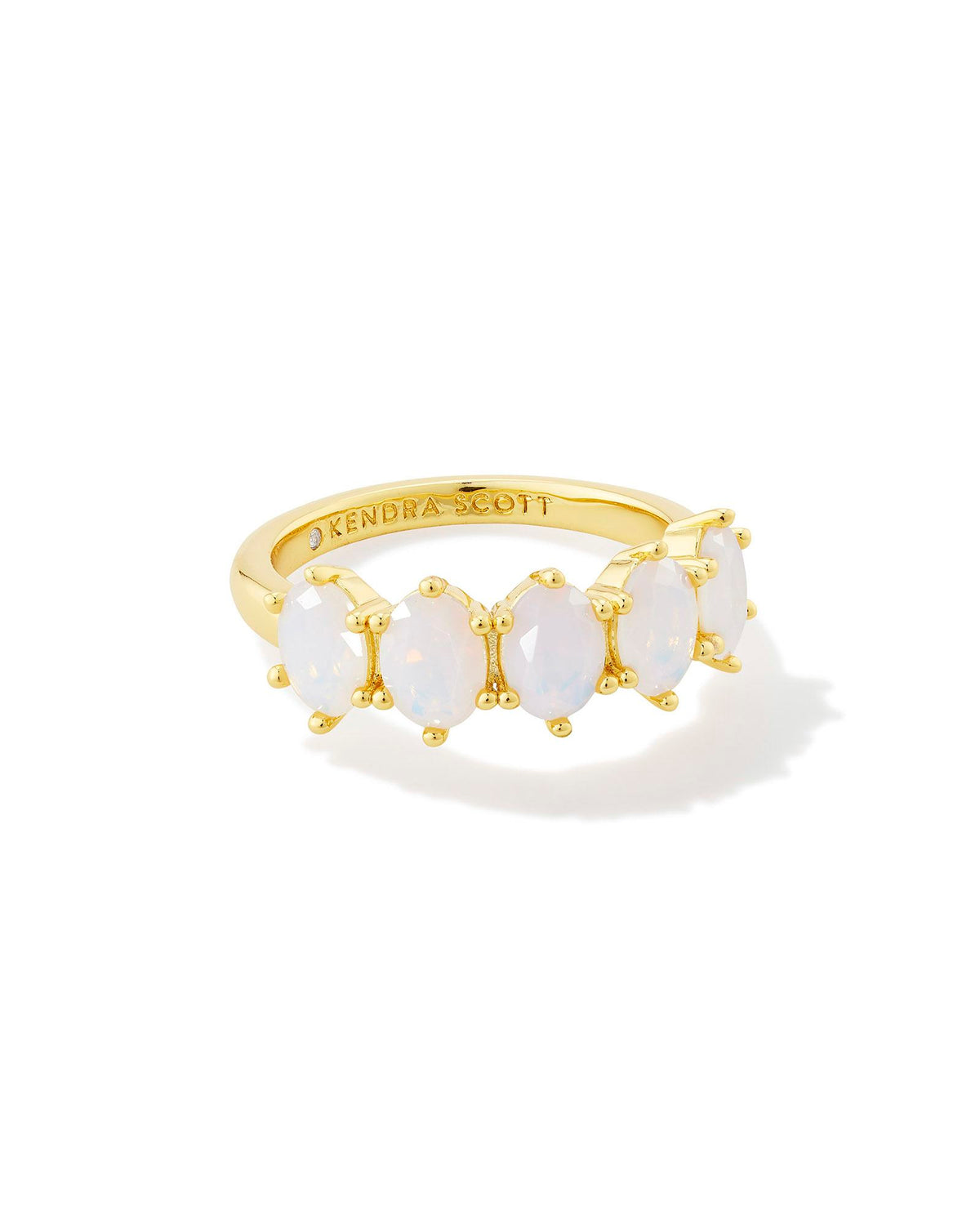 Cailin Gold Crystal Band Ring in White Iridescent Crystal