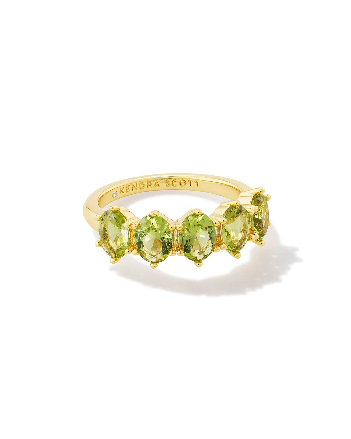 Cailin Gold Crystal Band Ring in Light Green Crystal