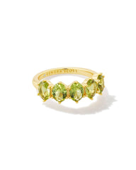 Cailin Gold Crystal Band Ring in Light Green Crystal