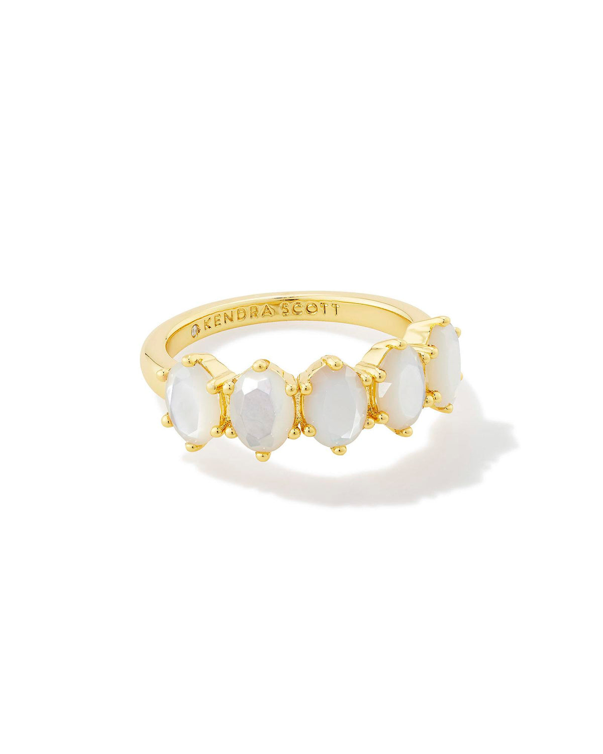 Cailin Gold Crystal Band Ring in Ivory Mother-of-Pearl