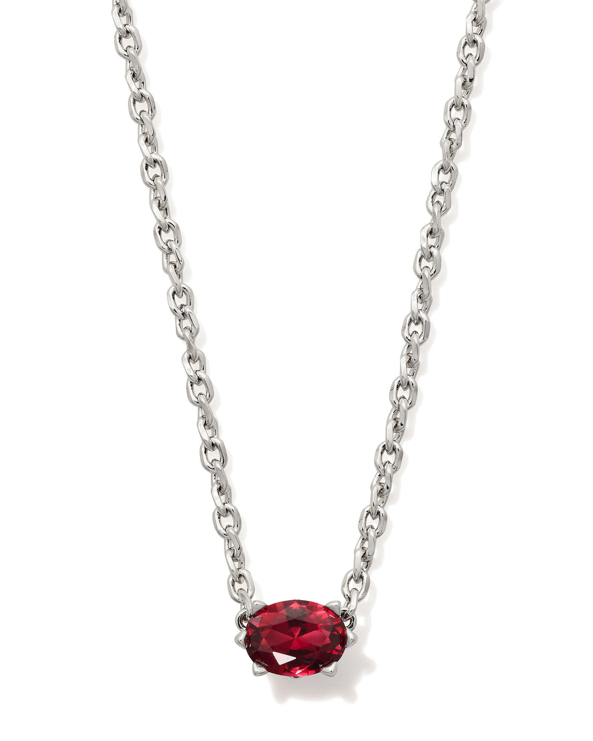 Cailin Silver Pendant Necklace in Burgundy Crystal