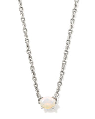 Cailin Silver Pendant Necklace in White Iridescent Crystal