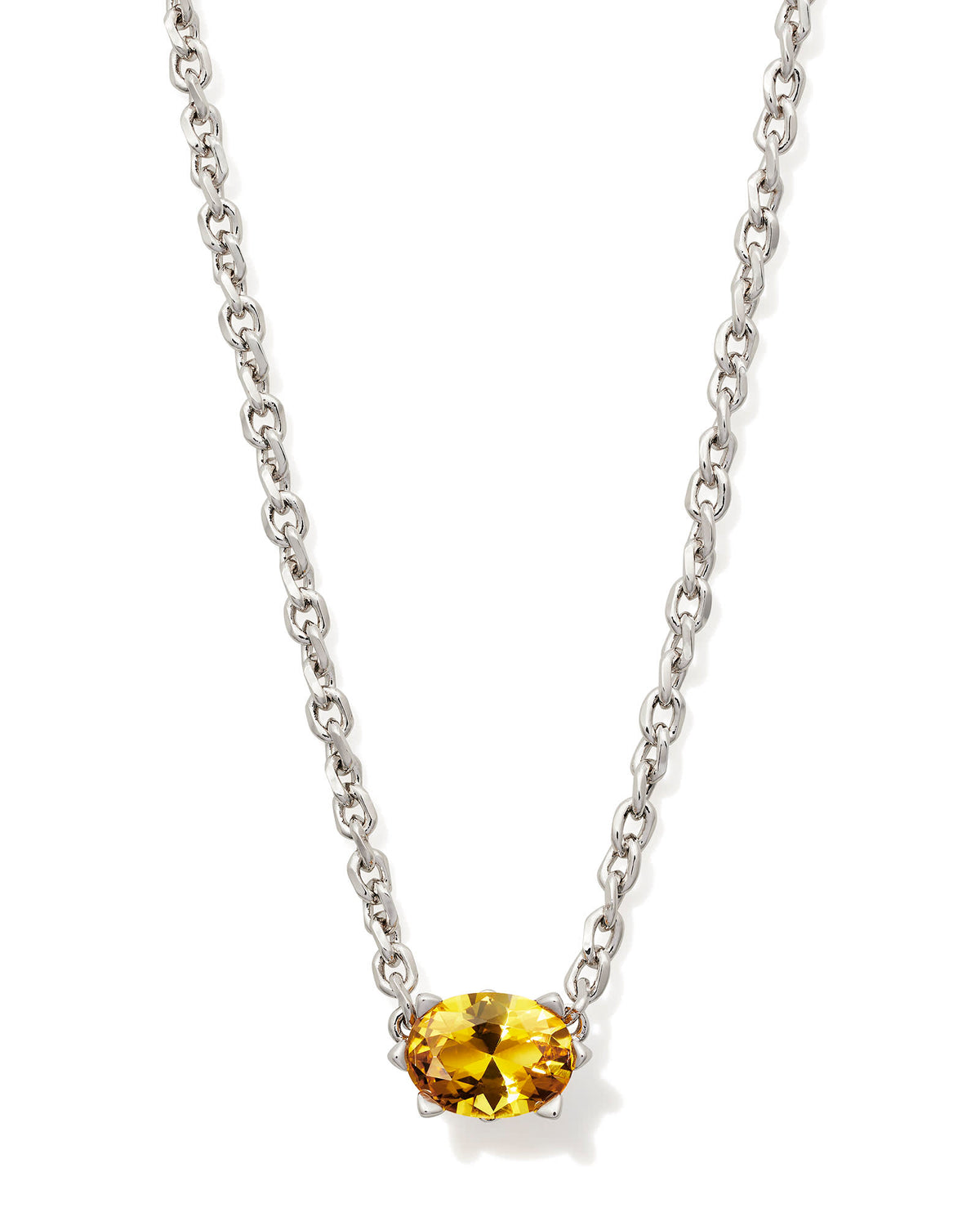 Cailin Silver Pendant Necklace in Golden Yellow Crystal