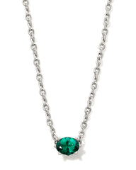 Cailin Silver Pendant Necklace in Green Crystal