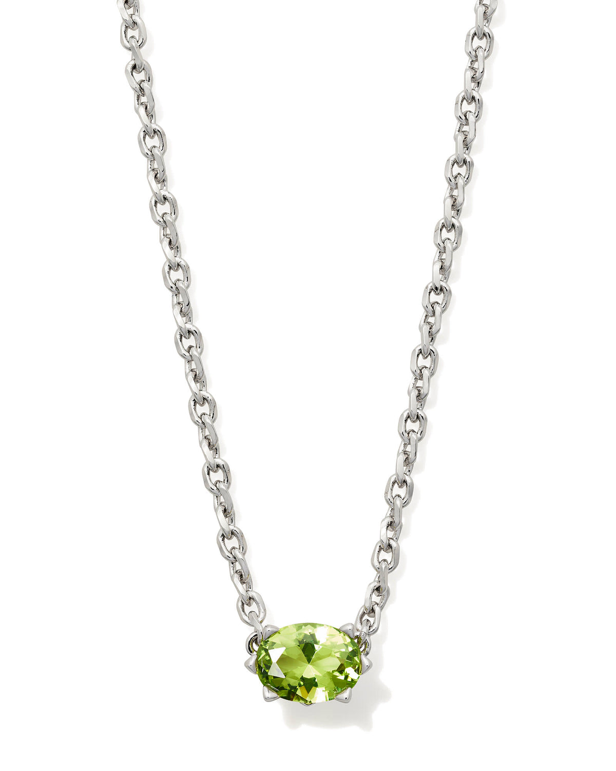 Cailin Silver Pendant Necklace in Light Green Crystal