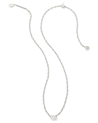 Cailin Silver Pendant Necklace in White Iridescent Crystal