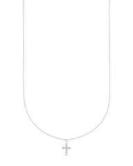 Cross 14k White Gold Pendant Necklace in White Diamonds
