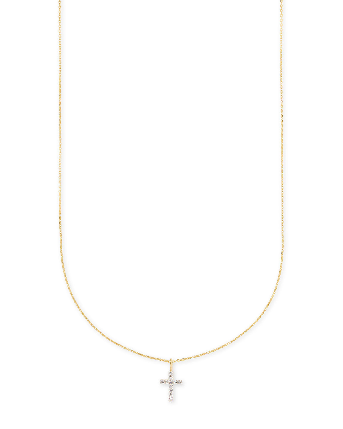 Cross 14k Yellow Gold Pendant Necklace in White Diamonds