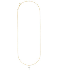 Cross 14k Yellow Gold Pendant Necklace in White Diamonds