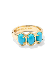 Daphne Gold Band Ring in Variegated Turquoise Magnesite