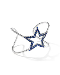 Darcy Silver Cuff Bracelet in Blue Crystal