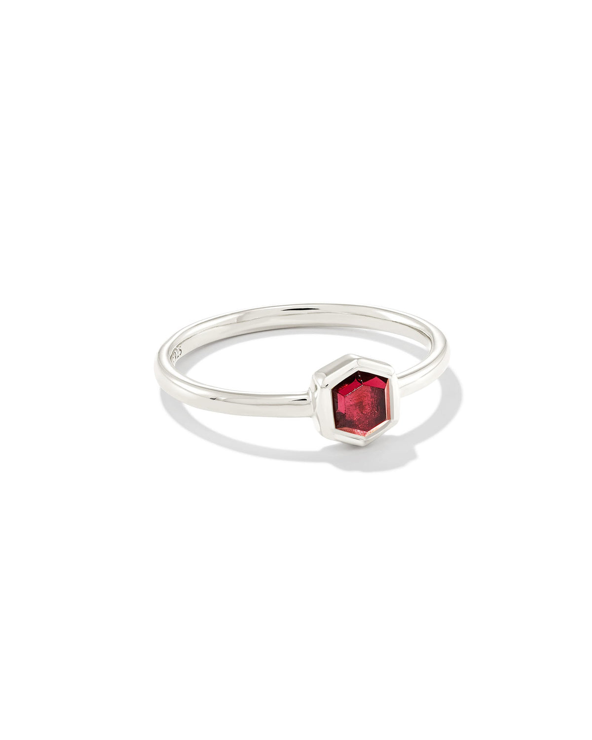 Davie Sterling Silver Band Ring in Red Garnet