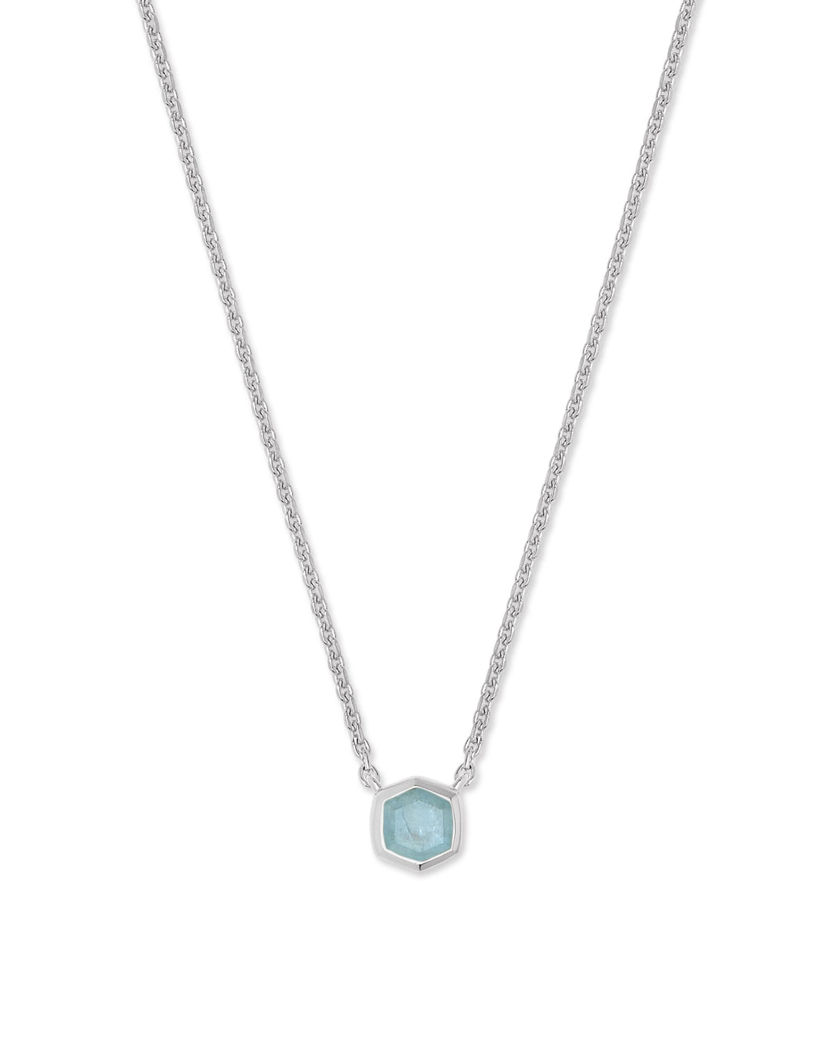 Davie Sterling Silver Pendant Necklace in Aquamarine