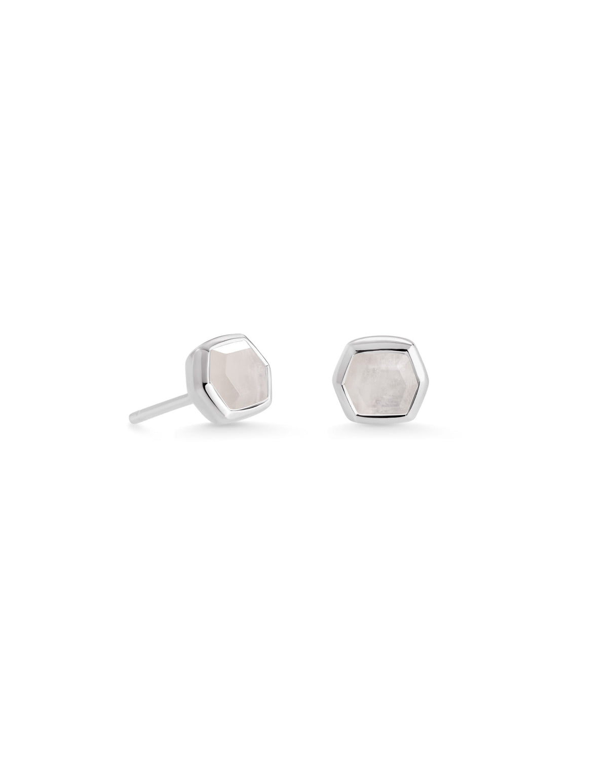 Davie Sterling Silver Stud Earrings in Rainbow Moonstone