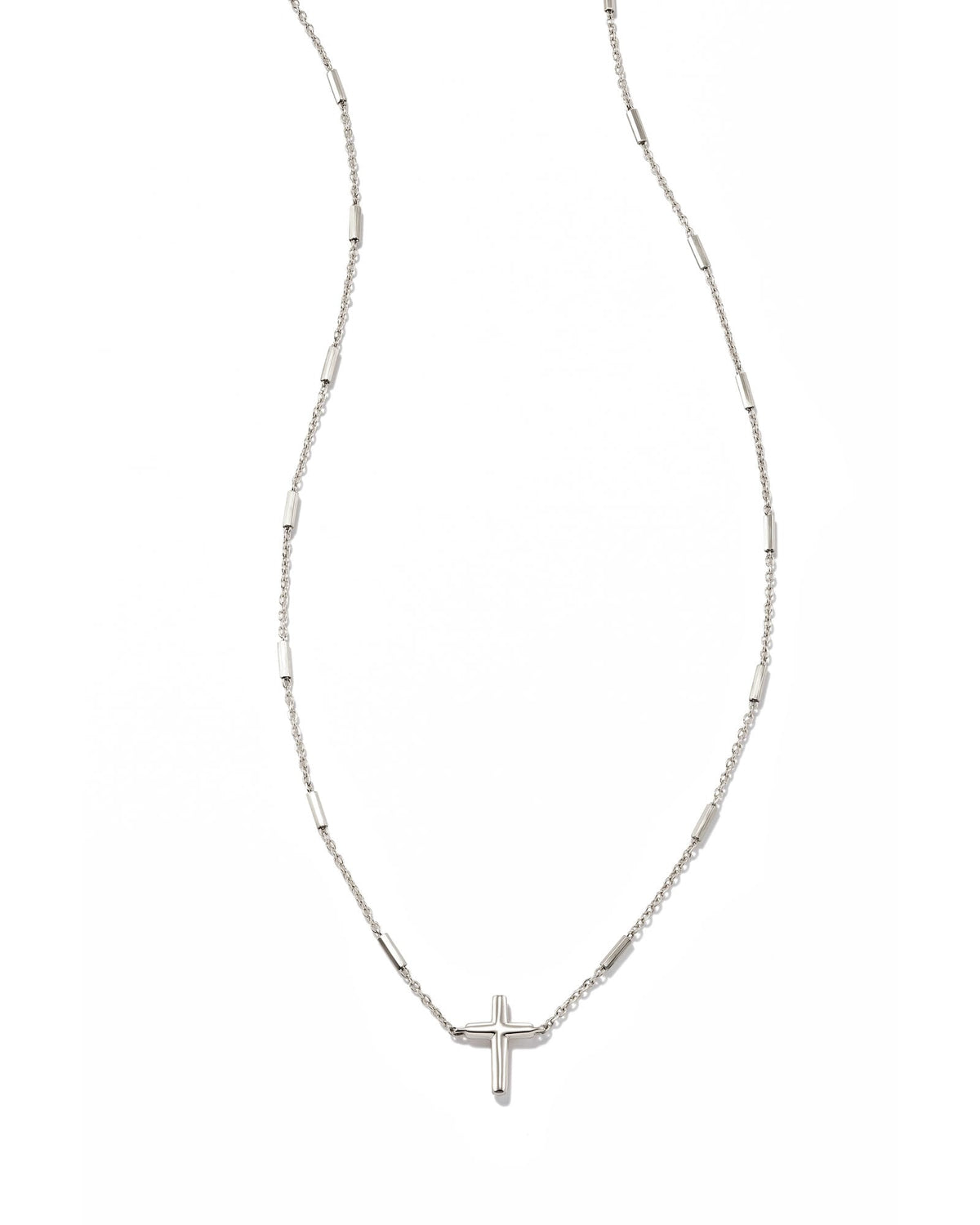 Delicate Cross Pendant Necklace in 14k White Gold