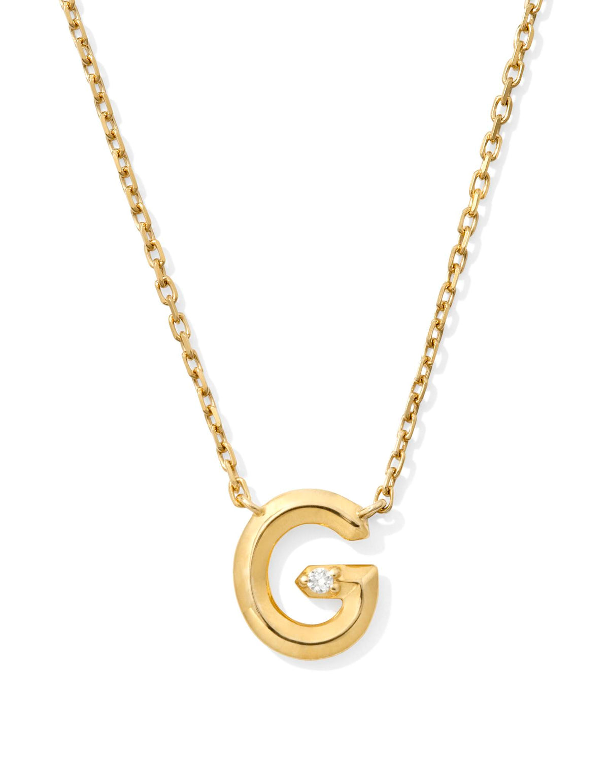 Diamond Accent Letter G 14k Yellow Gold Pendant Necklace in White Diamond