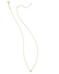 Diamond Accent Letter H 14k Yellow Gold Pendant Necklace in White Diamond