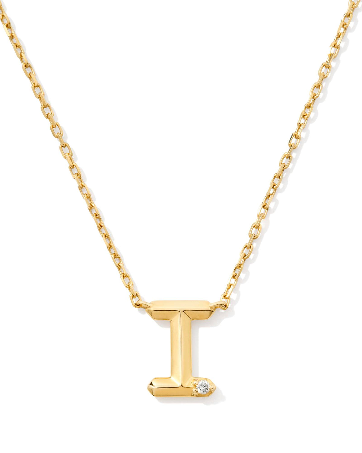 Diamond Accent Letter I 14k Yellow Gold Pendant Necklace in White Diamond