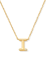 Diamond Accent Letter I 14k Yellow Gold Pendant Necklace in White Diamond