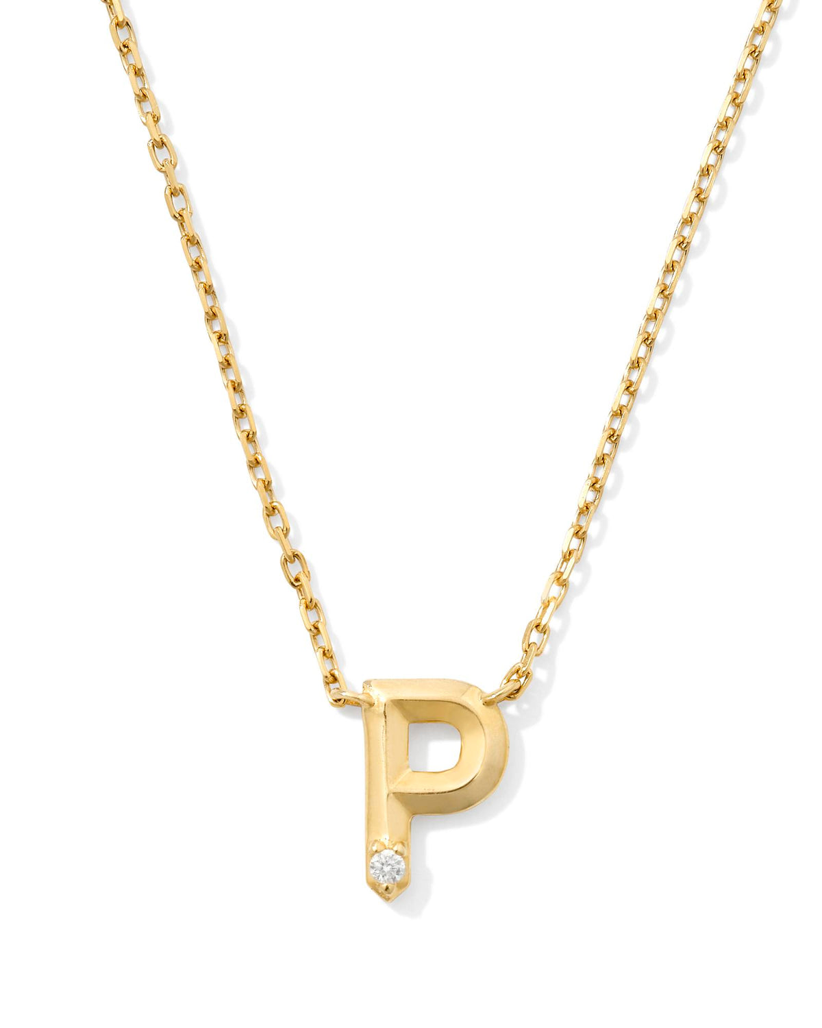 Diamond Accent Letter P 14k Yellow Gold Pendant Necklace in White Diamond