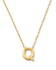 Diamond Accent Letter Q 14k Yellow Gold Pendant Necklace in White Diamond