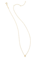 Diamond Accent Letter R 14k Yellow Gold Pendant Necklace in White Diamond